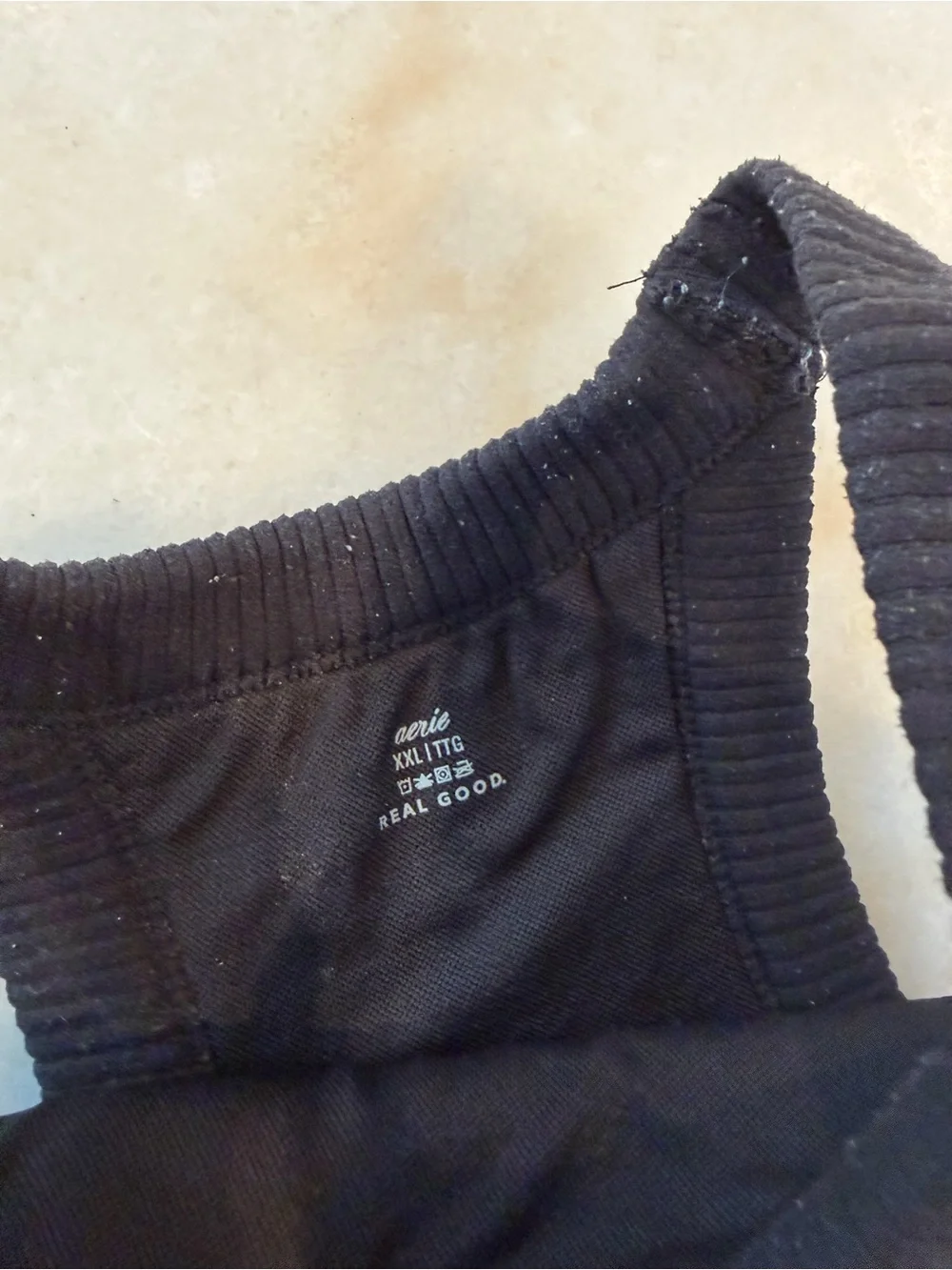 aerie Black Ribbed Halter Bralette